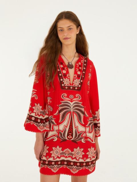 FARM RIO Red Ainika Garden Front Ties Mini Dress