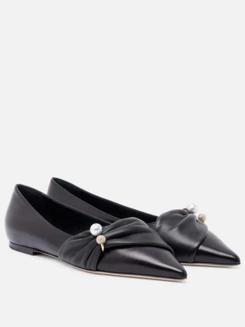 JIMMY CHOO Rafi embellished leather ballet flats