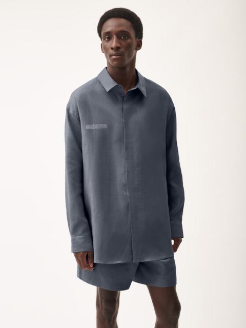 PANGAIA Mens DNA Linen Collared Long Sleeve Shirt - Atmosphere Grey