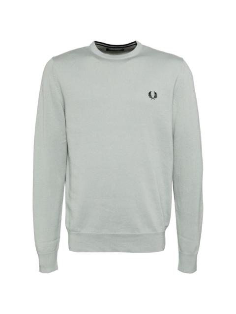 logo-embroidered wool-blend jumper