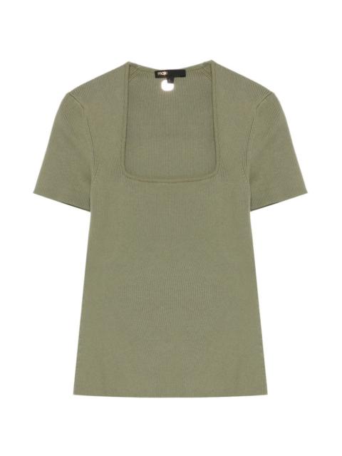 maje square neck ribbed T-shirt