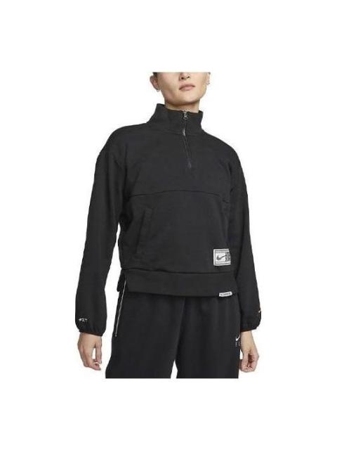 Nike (WMNS) Nike Dri-Fit Swoosh Fly 1/4 지퍼 농구 스웨터 '블랙' DX0562-010