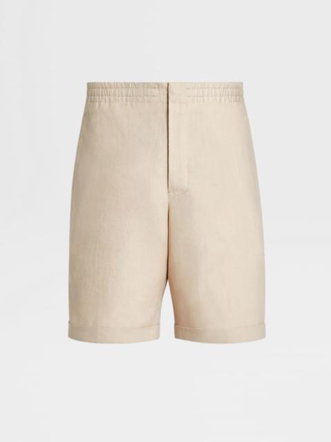 ZEGNA OFF WHITE LINEN SHORTS