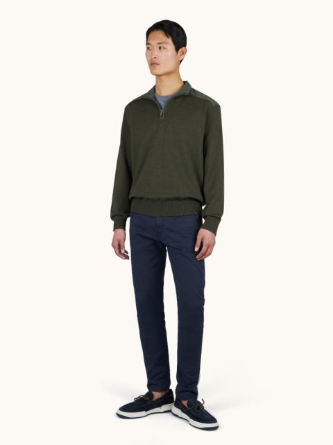 Paul & Shark HALF-ZIP SWEATER IN SOFT COOL TOUCH WOOL WITH TYPHOON® RE-4X4 STRETCH DETAILS