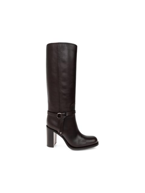 FENDI Dressage dark brown leather boots