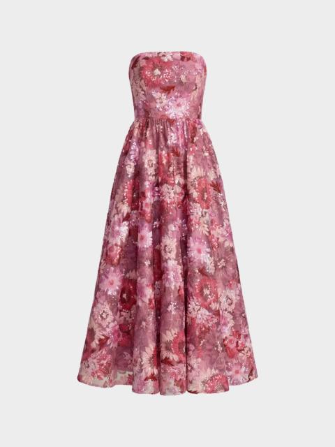 MAC DUGGAL Floral Sequinned A-Line Midi Dress