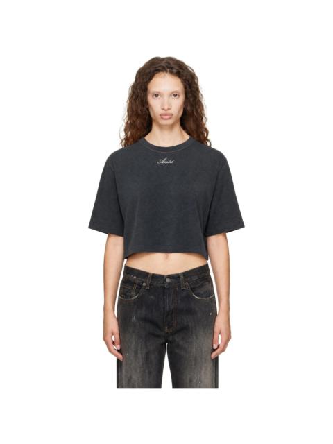 AMIRI Gray Embroidered Cropped T-Shirt