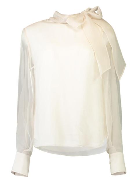 Brunello Cucinelli Crispy Bow Blouse