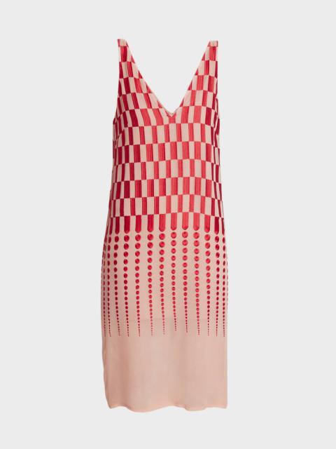 Debbie Checker Embroidered Sleeveless Midi Dress
