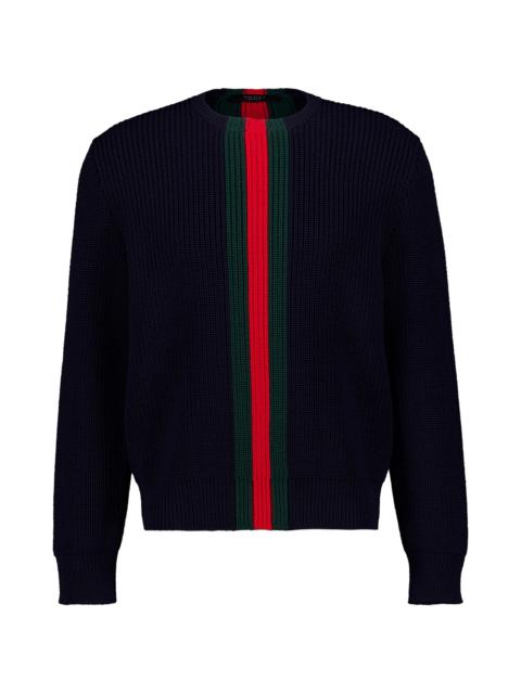 GUCCI Gucci Web-stripe Ribbed-knit Sweater