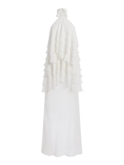 THIRD FORM Gaia Tiered Chiffon Maxi Dress white
