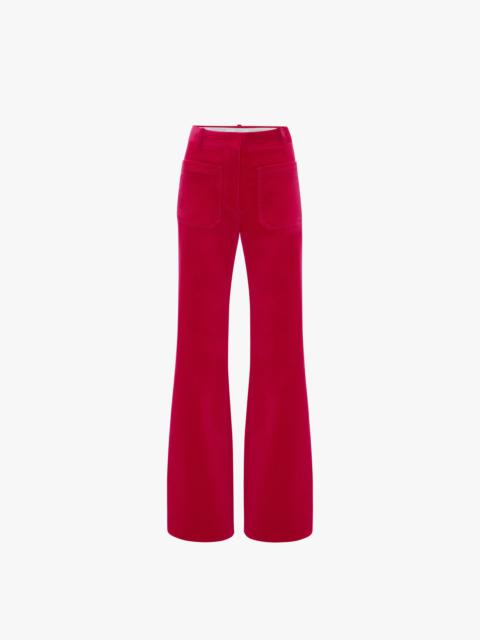 Victoria Beckham Alina Velvet Trouser in Hot Pink