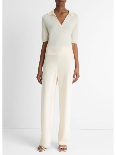 Vince Cashmere-Silk Short-Sleeve Polo Sweater