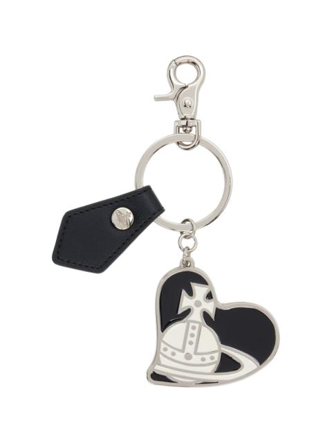 Vivienne Westwood Black & Silver Orb Heart Keychain