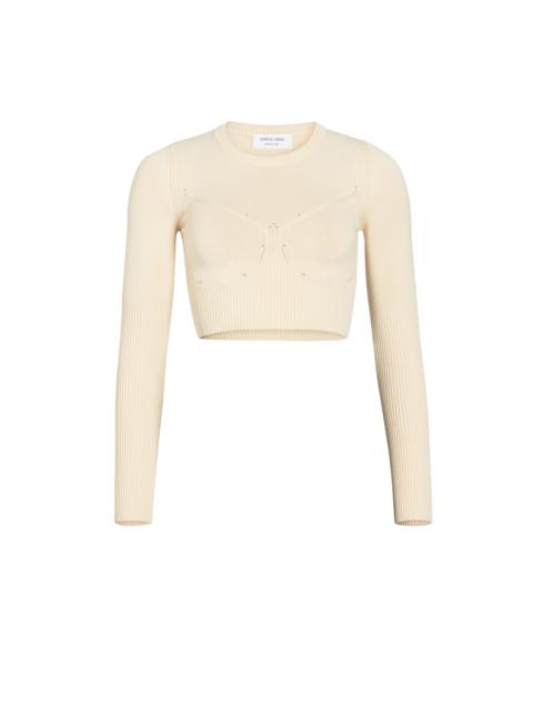 Marine Serre Rib Knit Cropped Top