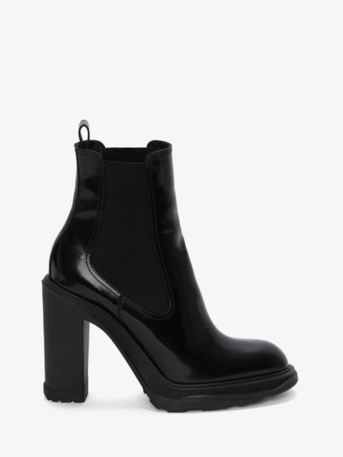 Women's Tread Heeled Chelsea Boot in Black