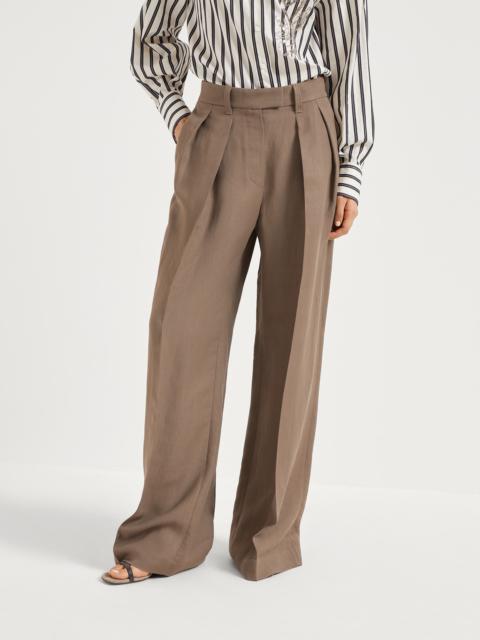 Brunello Cucinelli Viscose and linen fluid twill sartorial wide trousers