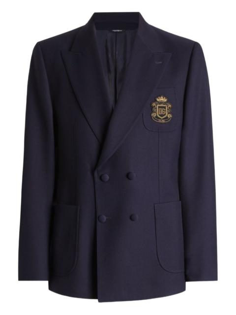 Dolce & Gabbana double-breasted crest-appliqué blazer