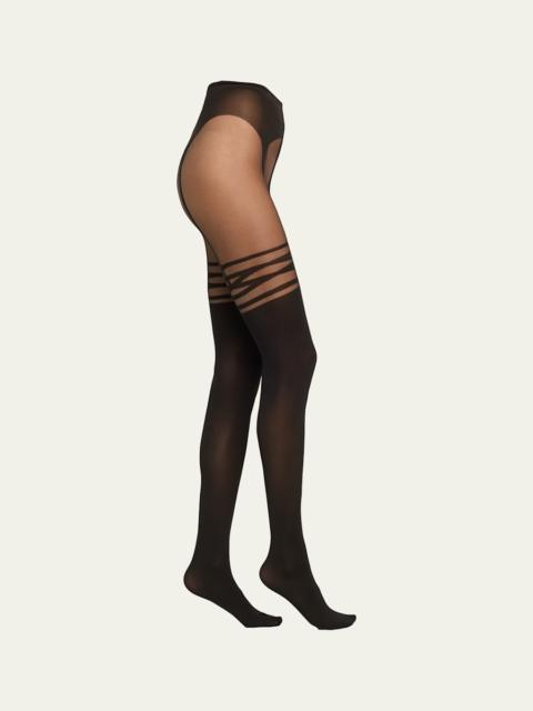Wolford Sheer & Opaque Suspender-Effect Tights