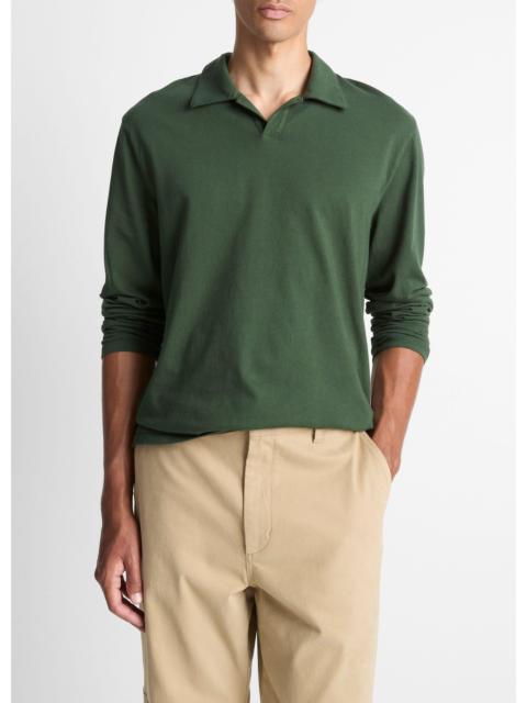 Vince Garment Dye Cotton Johnny-Collar Polo Shirt