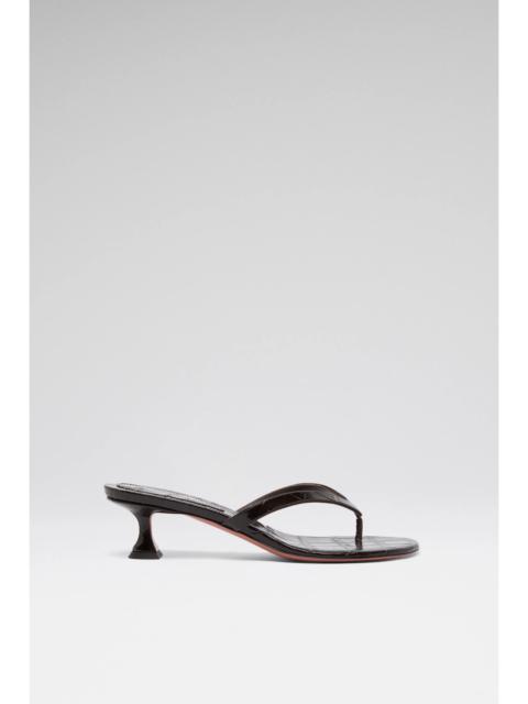 Amina Muaddi JULIETTE THONG SLIPPER 45 SHINY COFFEE CROC