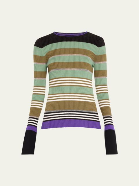 ZANKOV Yvonne Stripe Ribbed Wool Sweater