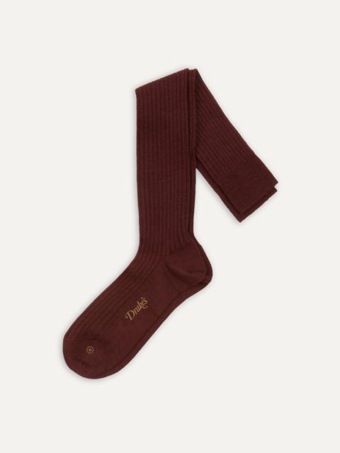 Drake's Burgundy Wool Over-The-Calf Socks