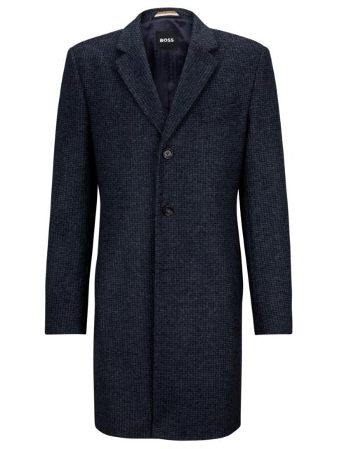 BOSS SLIM-FIT FORMAL COAT IN PATTERNED JERSEY
