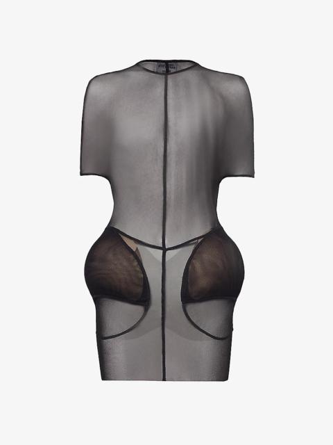 Jean Paul Gaultier x Shayne Oliver padded mesh mini dress