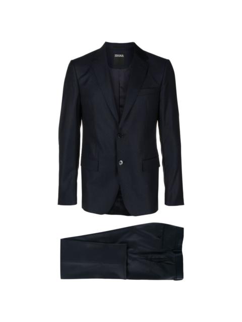 single-breast wool blend suit