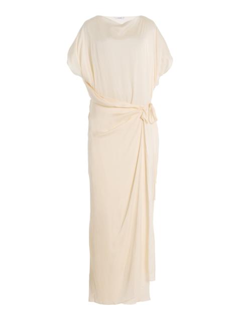 BONDI BORN® Ardea Hammered Satin Maxi Wrap Dress white