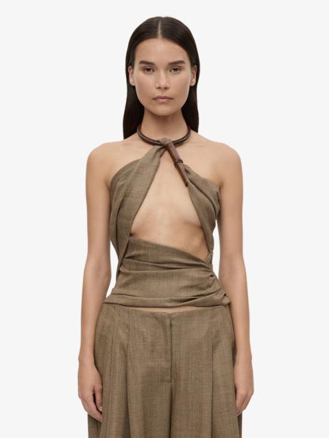 CHRISTOPHER ESBER Chime Necklace Herringbone Halter Top