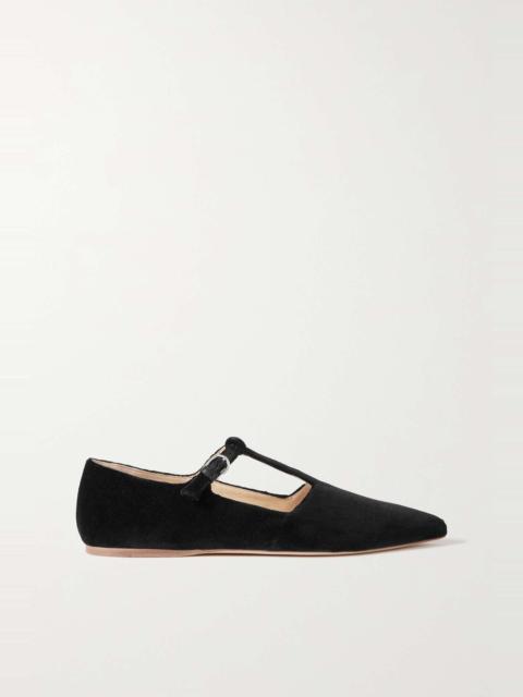 GABRIELA HEARST + NET SUSTAIN Lola Ballerina organic cotton-velvet Mary Jane point-toe flats