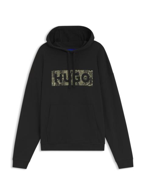 HUGO COTTON-TERRY HOODIE WITH LOGO GRAPHIC