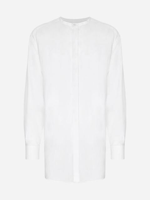 Oversize cotton shirt with Mandarin collar