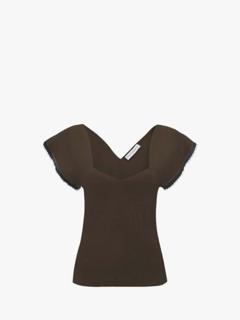 JW Anderson SHORT SLEEVE TOP WITH FRILL CUFF