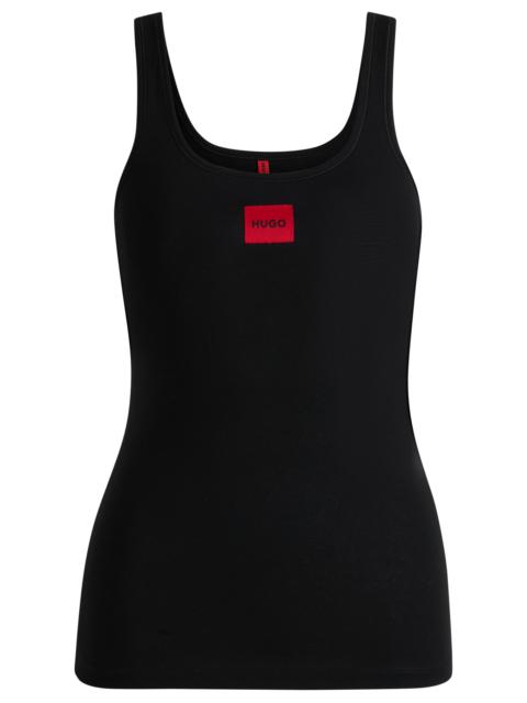 HUGO STRETCH-COTTON JERSEY VEST WITH RED LOGO PATCH