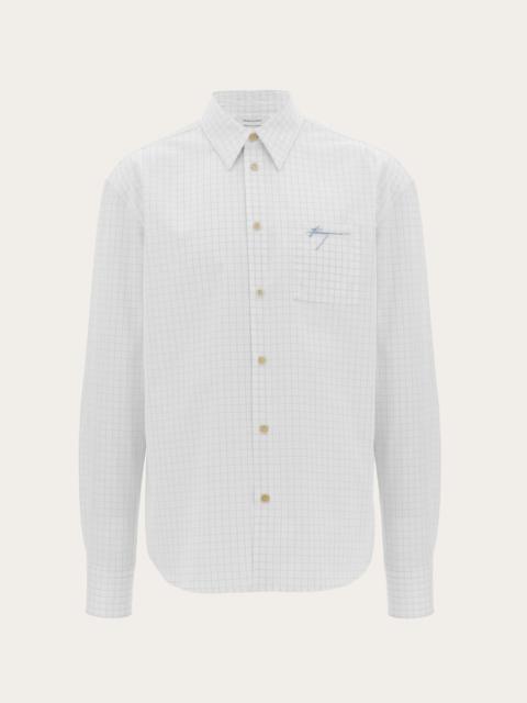 FERRAGAMO Micro checked long sleeved shirt