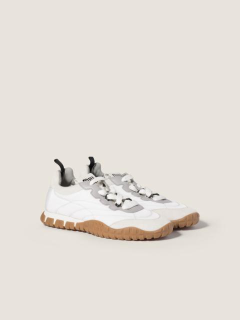 Tyre technical fabric and suede sneakers