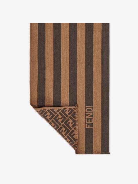 FENDI Brown wool and cashmere scarf