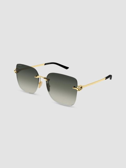 GUCCI Women's Interlocking G Gg2229Sa Evolution Rimless Butterfly Metal Sunglasses - Gold