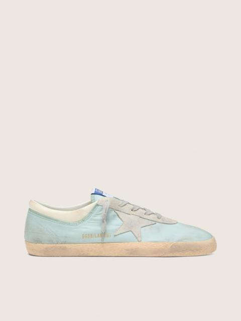 Golden Goose Men’s Super-Star in light green nylon with light gray suede star