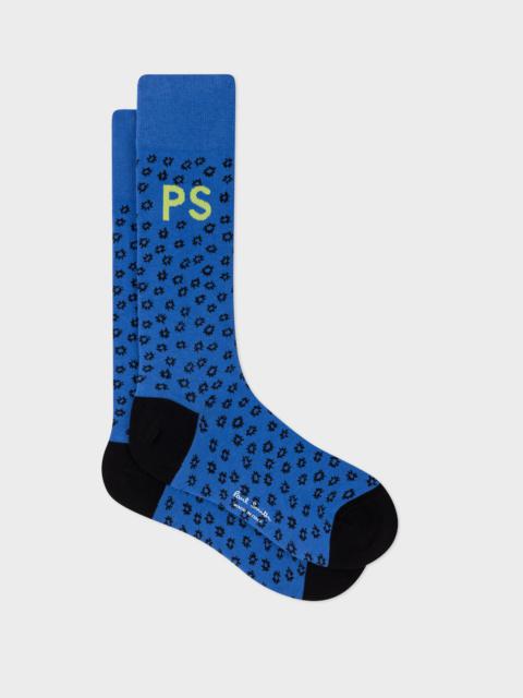 Paul Smith Blue Cotton-Blend Floral Socks