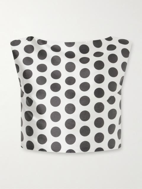 DESTREE Richard Cropped Polka-dot Satin Top