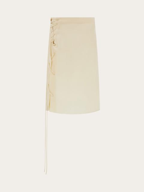 FERRAGAMO Satin skirt with string tie detail