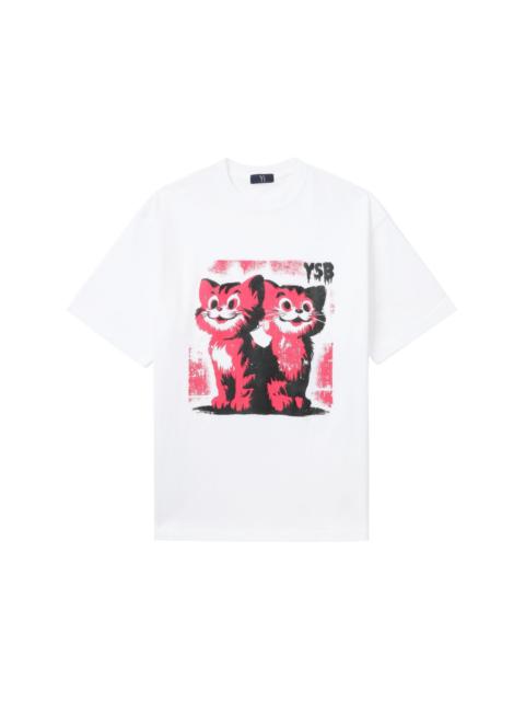 Y's cat-print cotton T-shirt