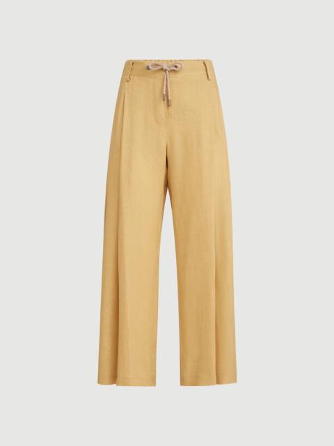 Brunello Cucinelli Linen trousers with drawstring and monili