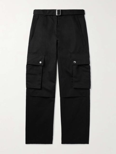 Tapered Belted Cotton and Linen-Blend Twill Cargo Trousers