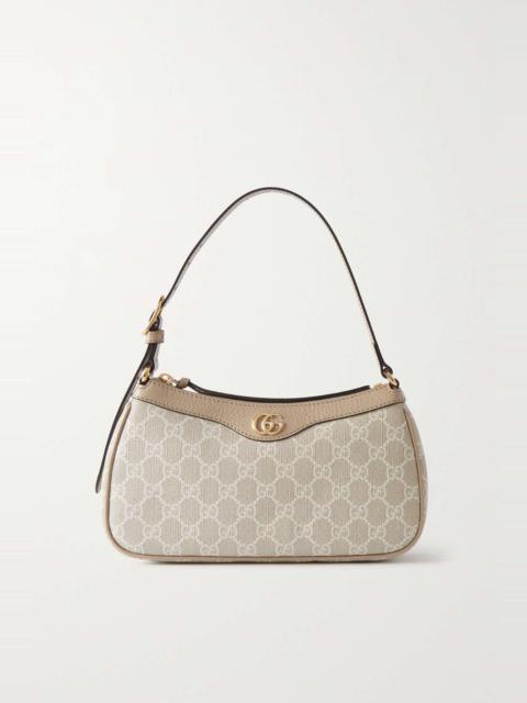 GUCCI Ophidia embellished textured leather-trimmed printed coated-canvas shoulder bag