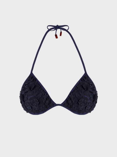 Vilebrequin Women Triangle Bikini Top Embroidered Guipure Florale